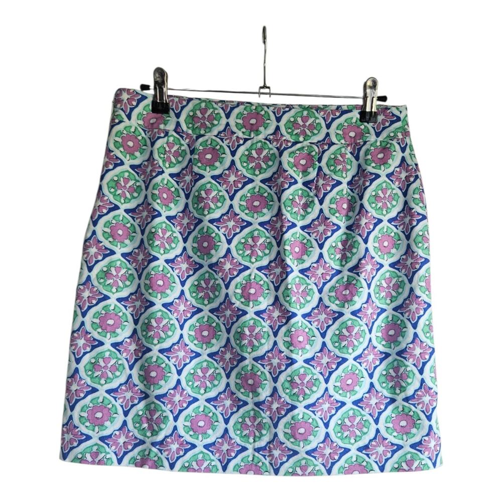 Talbots Skirt Size PETITE 6 Geometric Lined Multicolor Side Zip - Picture 2 of 6